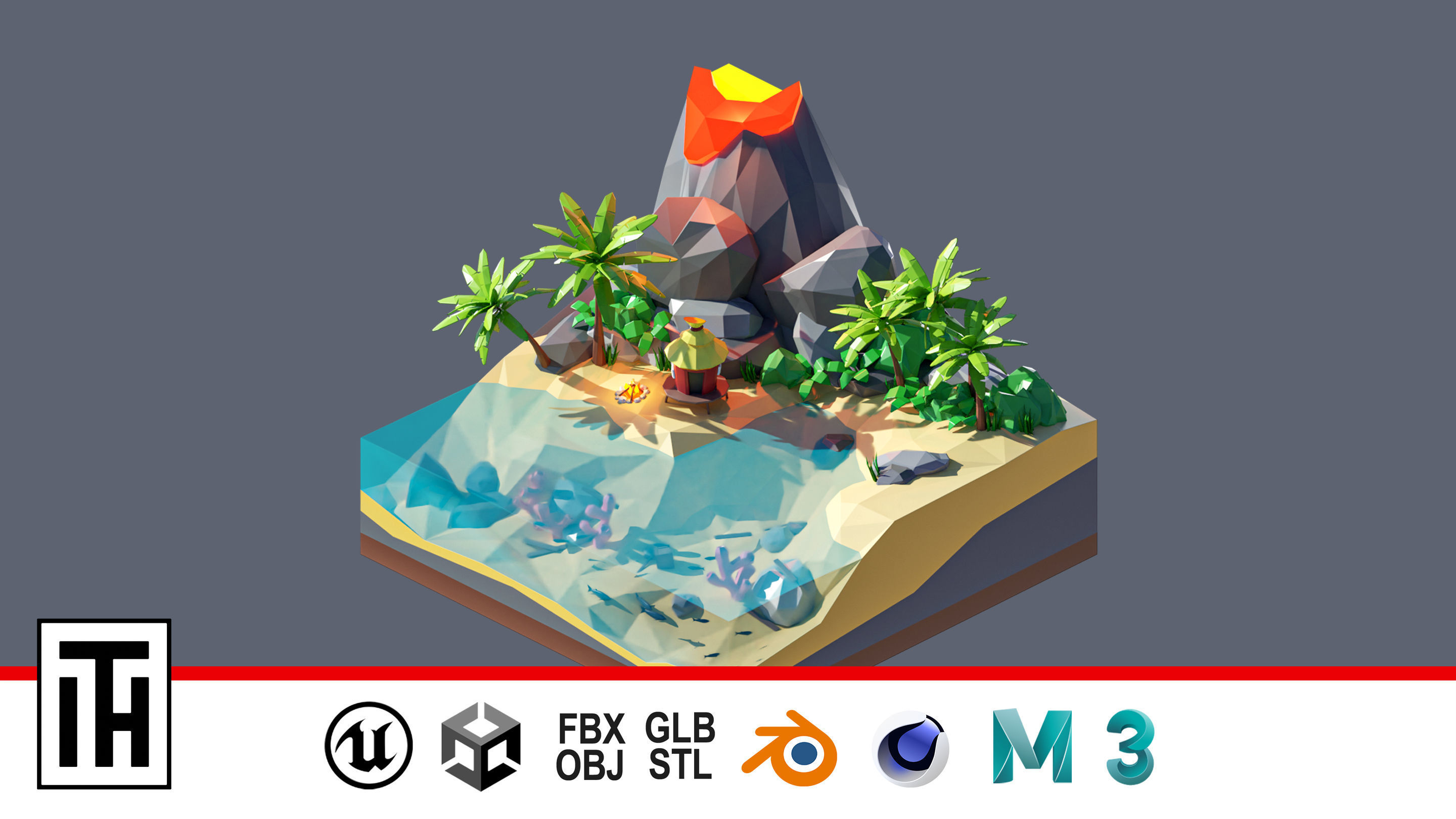 land 43A Low-poly 3D model_1