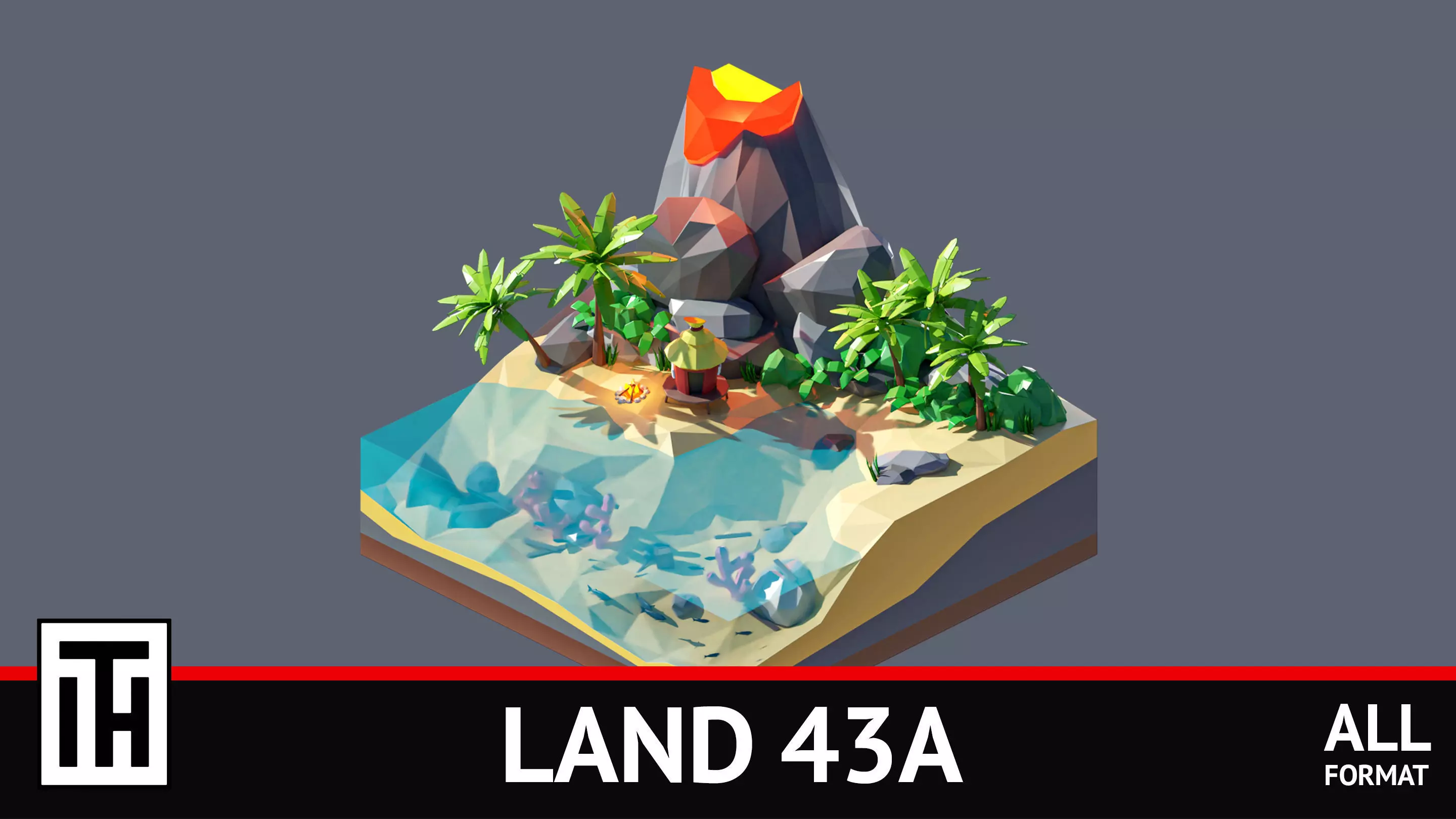 land 43A Low-poly 3D model_0