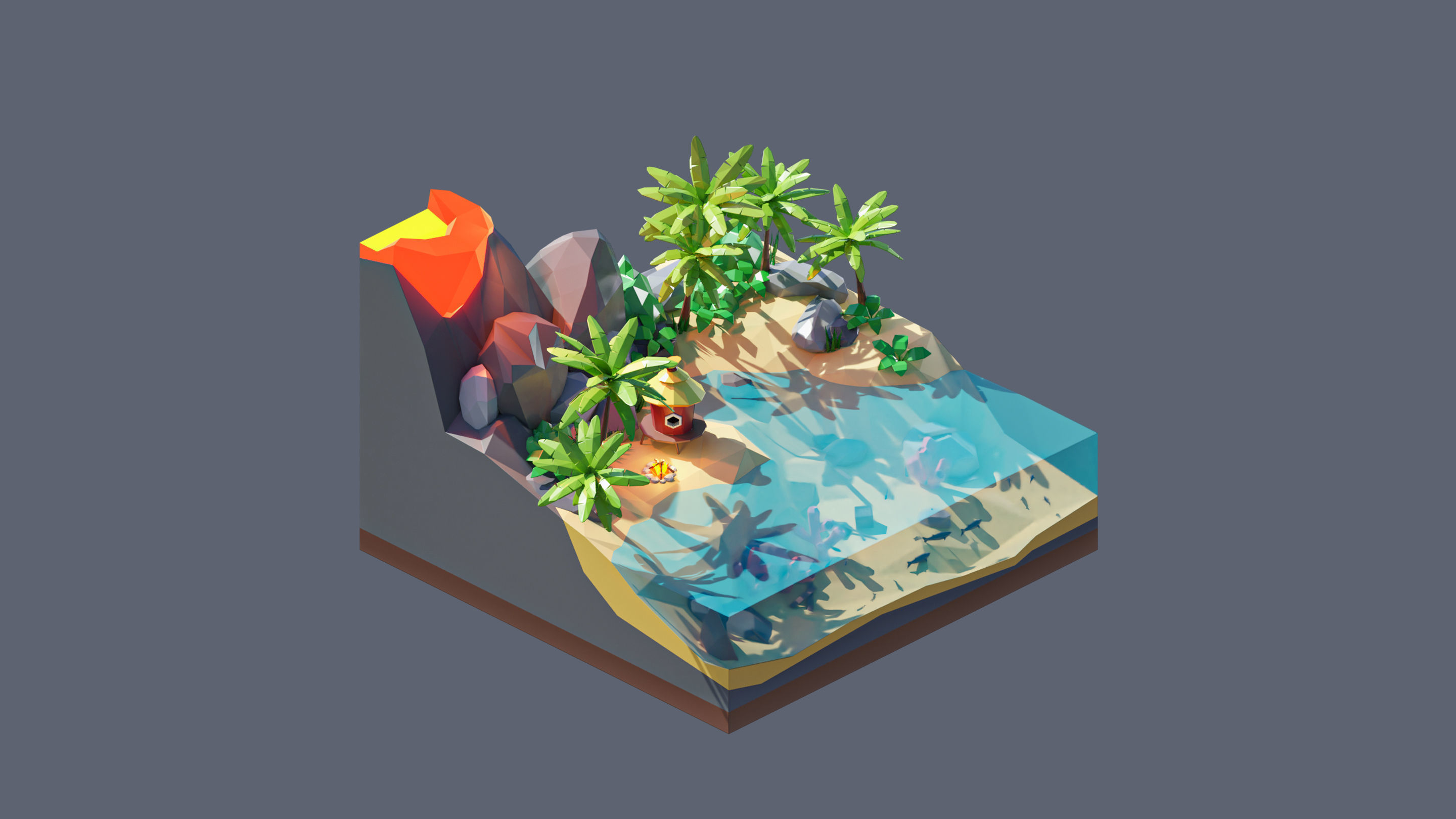 land 43A Low-poly 3D model_3