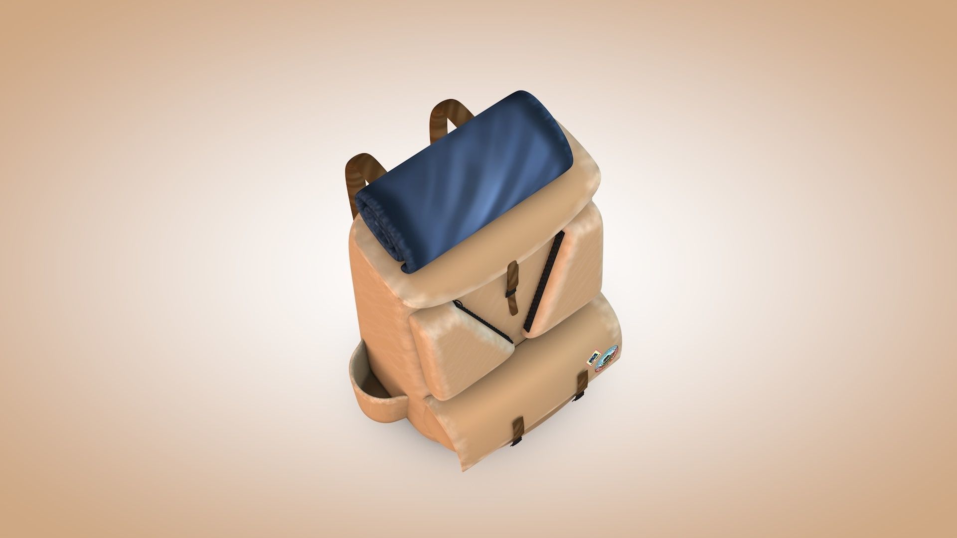 Cartoon Backpack Low-poly 3D model_8