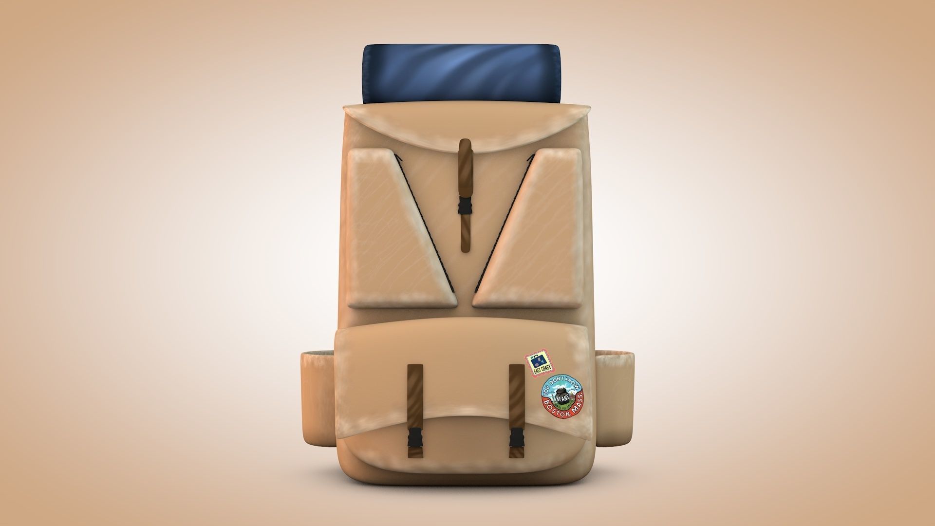 Cartoon Backpack Low-poly 3D model_1