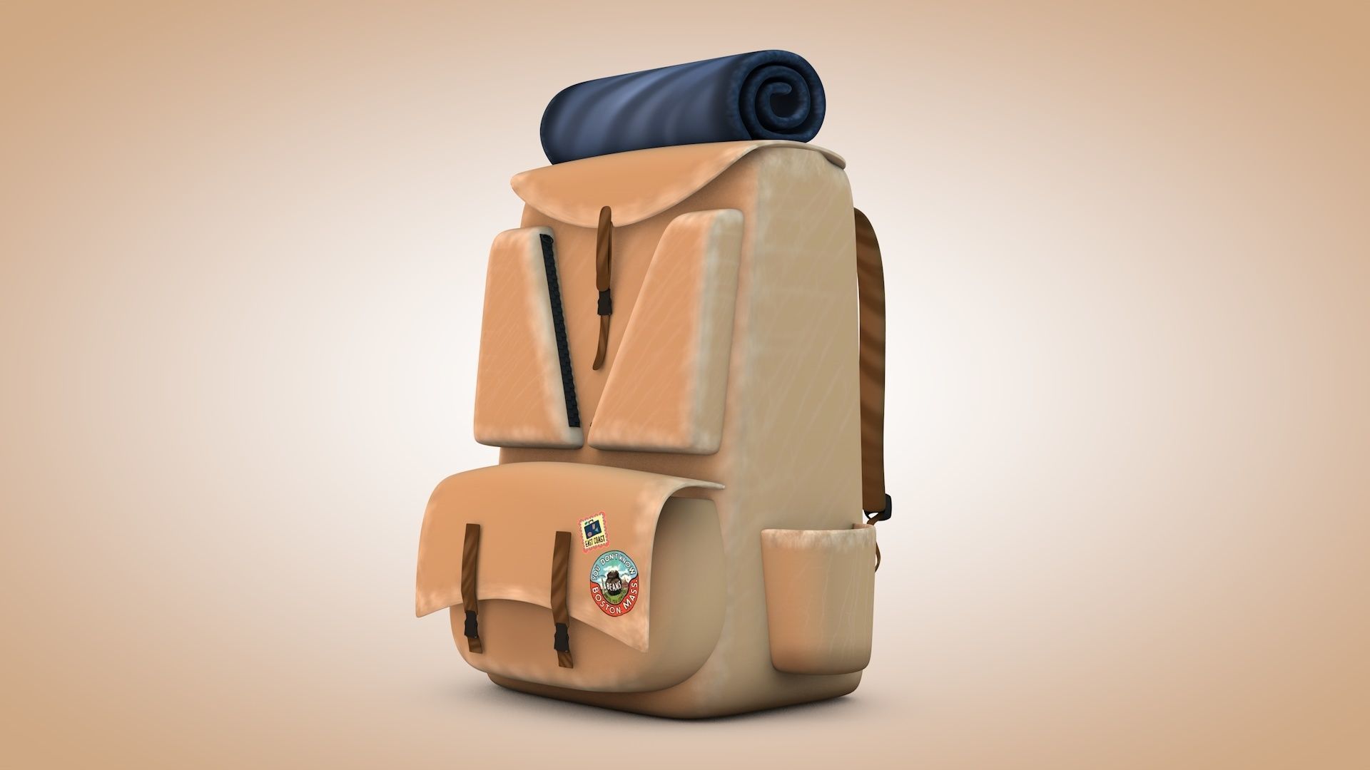 Cartoon Backpack Low-poly 3D model_2