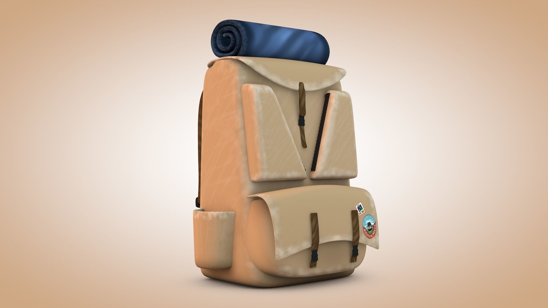 Cartoon Backpack Low-poly 3D model_7