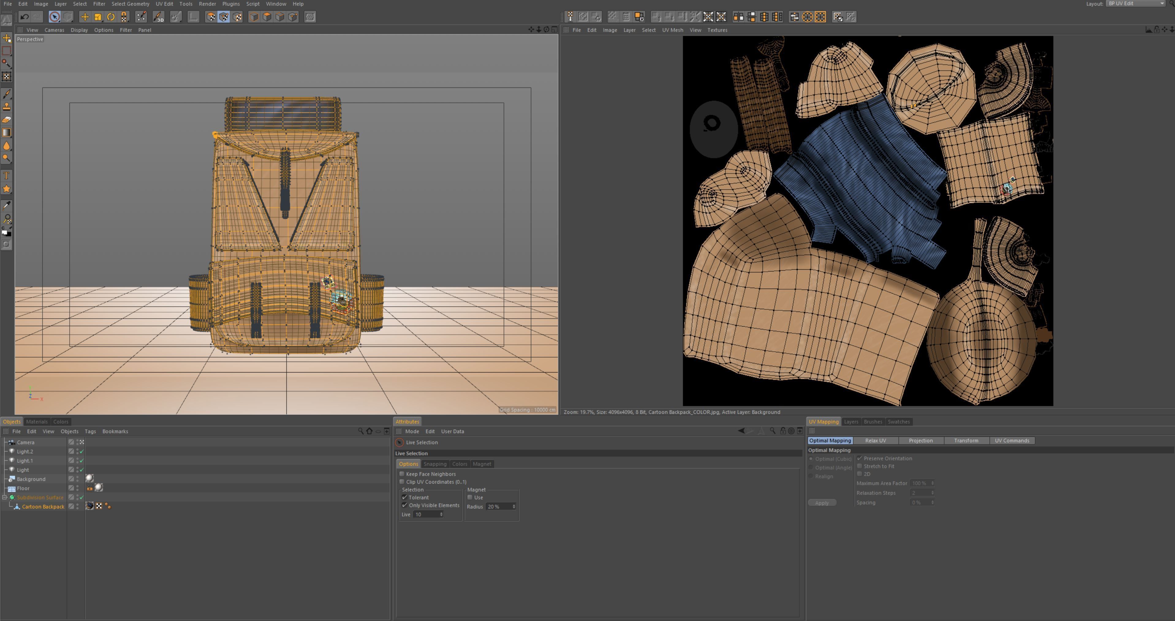 Cartoon Backpack Low-poly 3D model_9