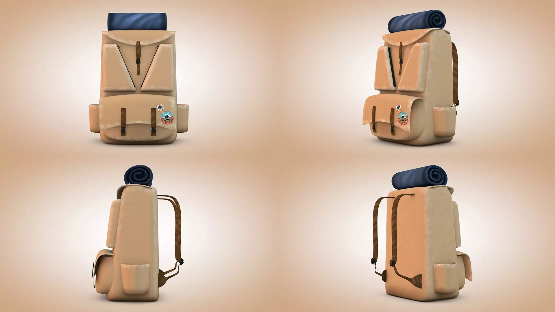 Cartoon Backpack Low-poly 3D model_0