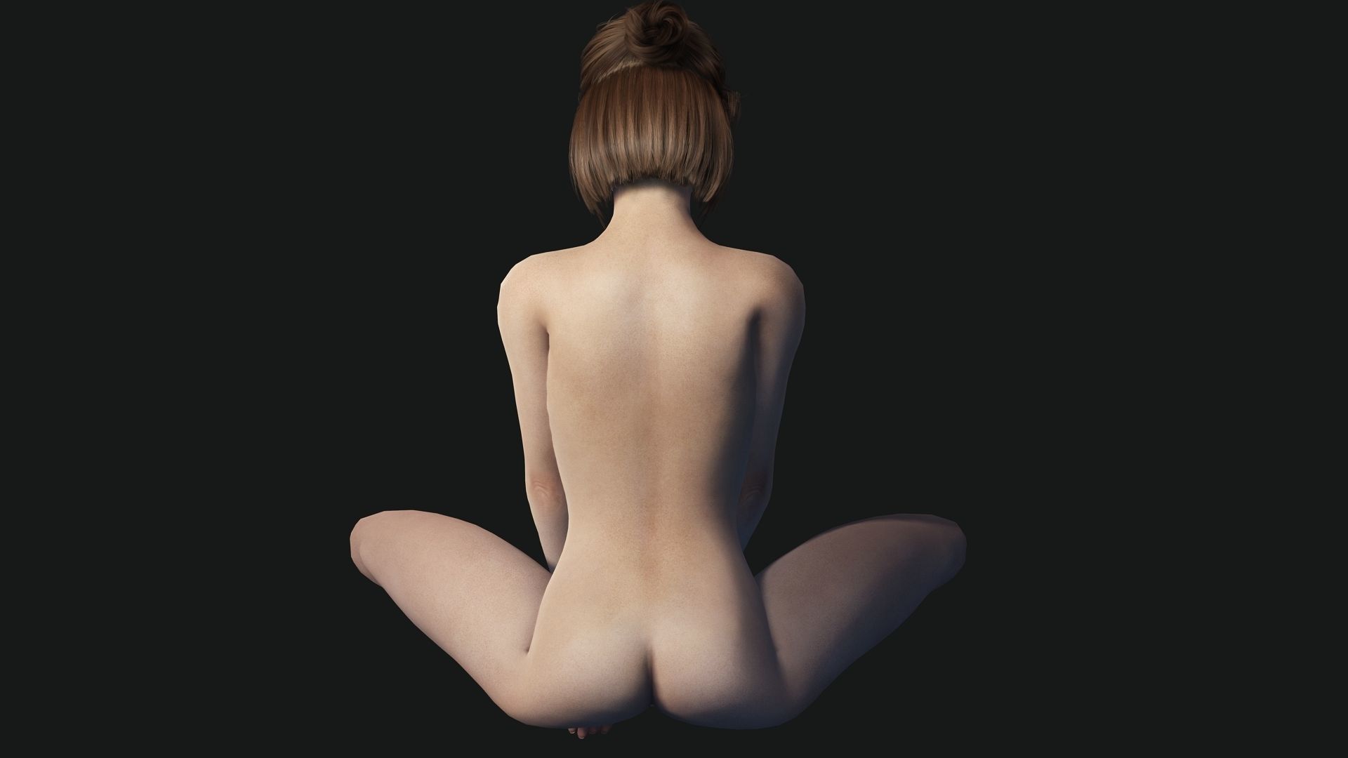 Naked Korean Girl Game Ready Low-poly 3D model_7