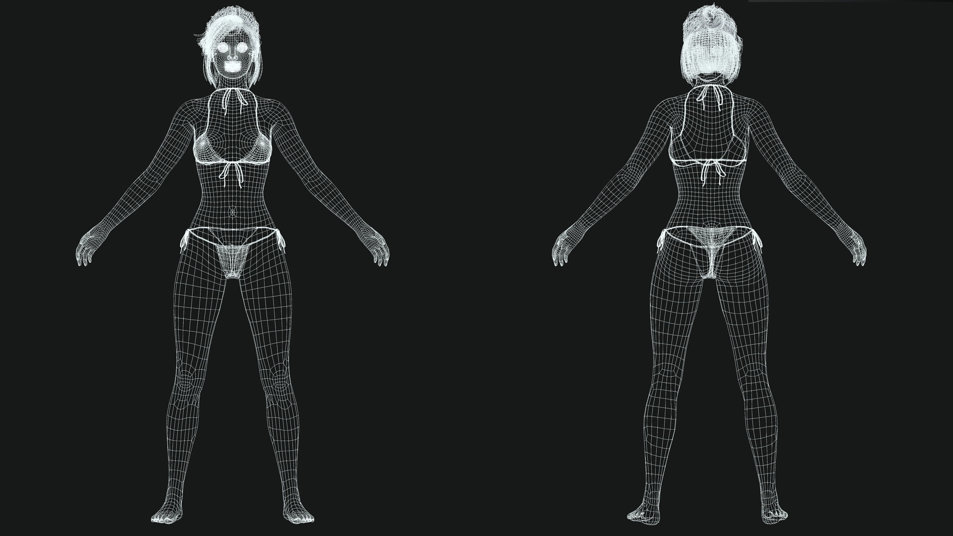 Naked Korean Girl Game Ready Low-poly 3D model_14
