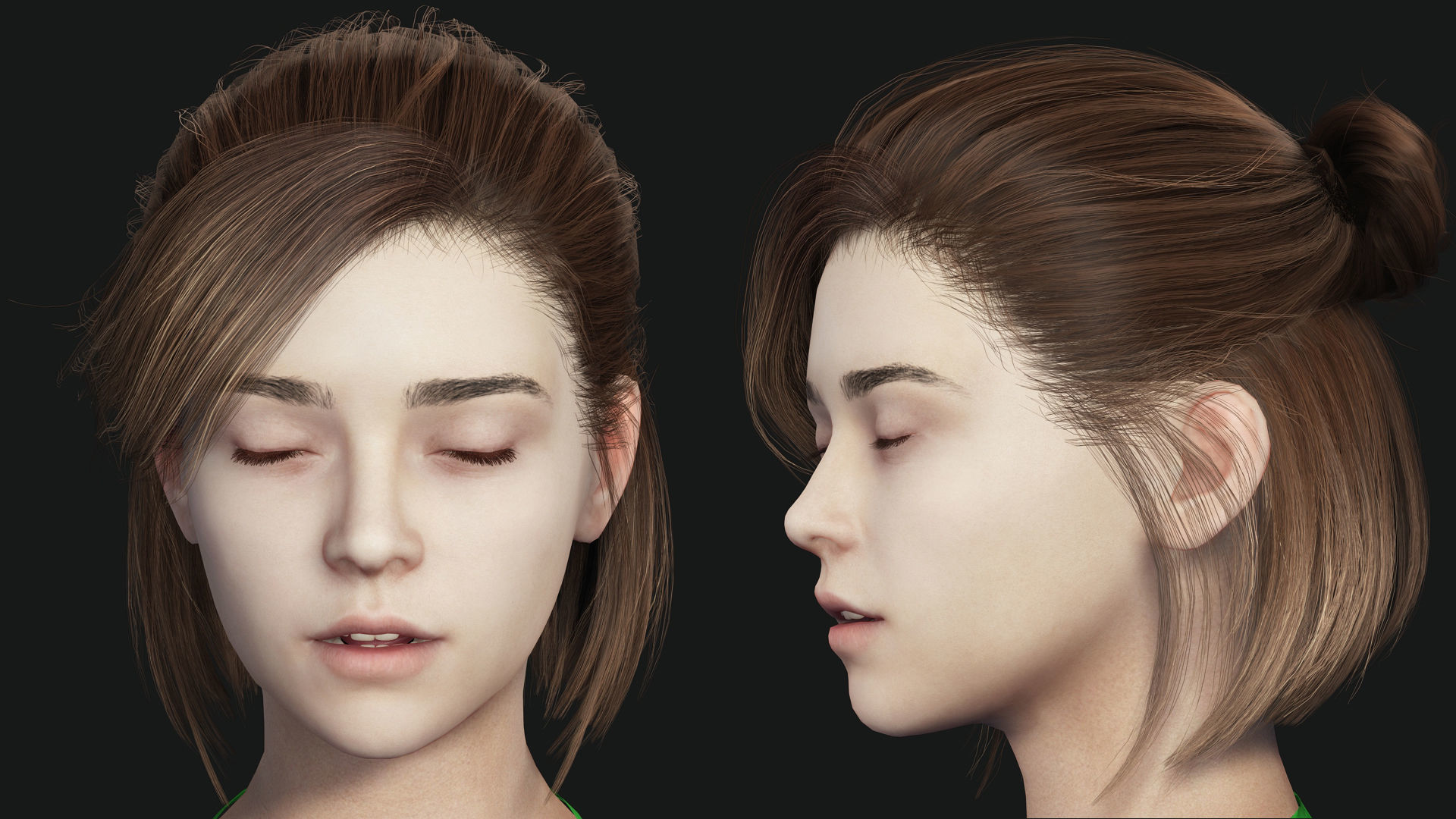 Naked Korean Girl Game Ready Low-poly 3D model_2