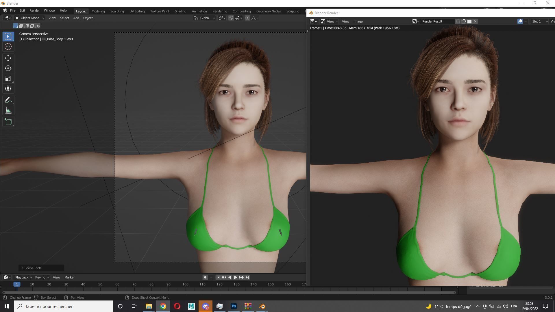Naked Korean Girl Game Ready Low-poly 3D model_8