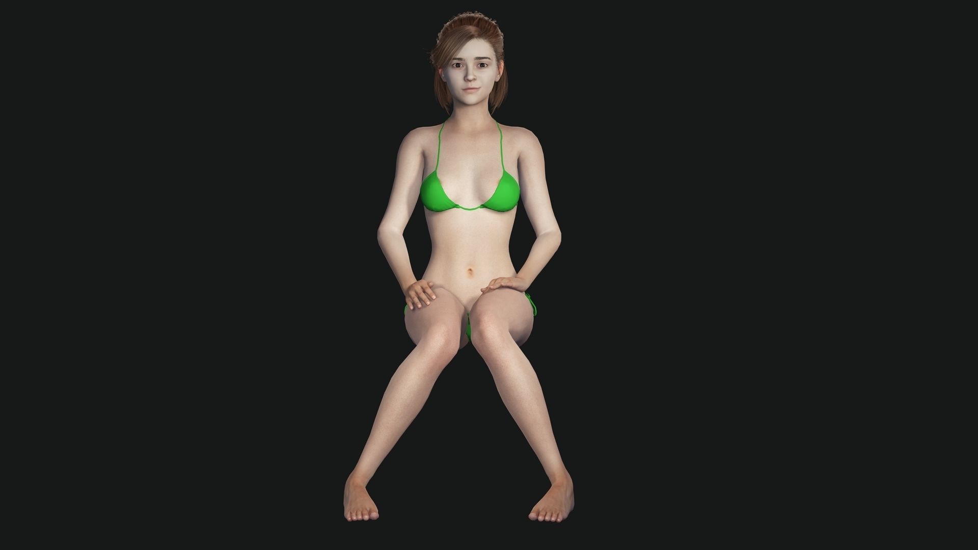 Naked Korean Girl Game Ready Low-poly 3D model_16