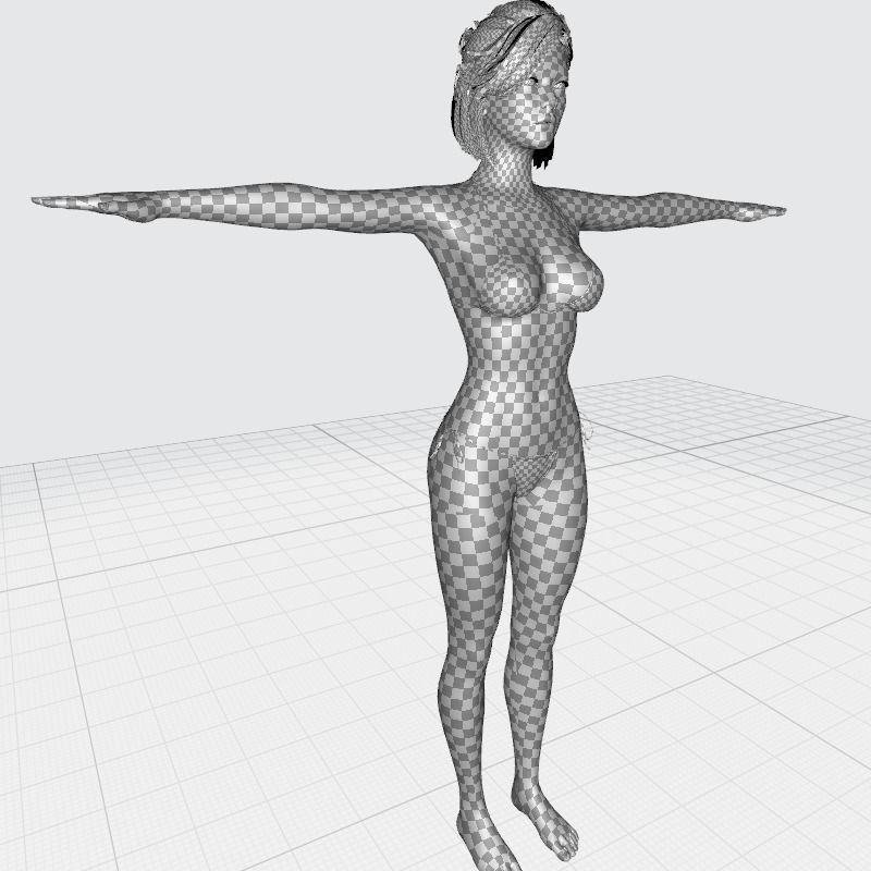 Naked Korean Girl Game Ready Low-poly 3D model_19