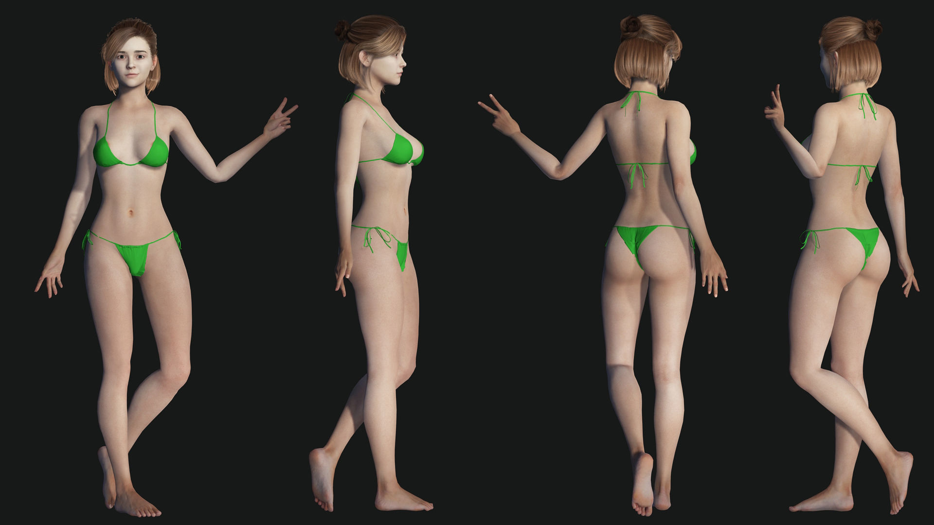 Naked Korean Girl Game Ready Low-poly 3D model_4
