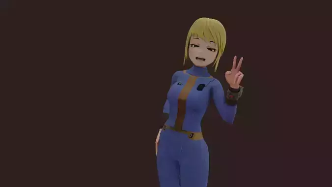 Vault girl Low-poly 3D model