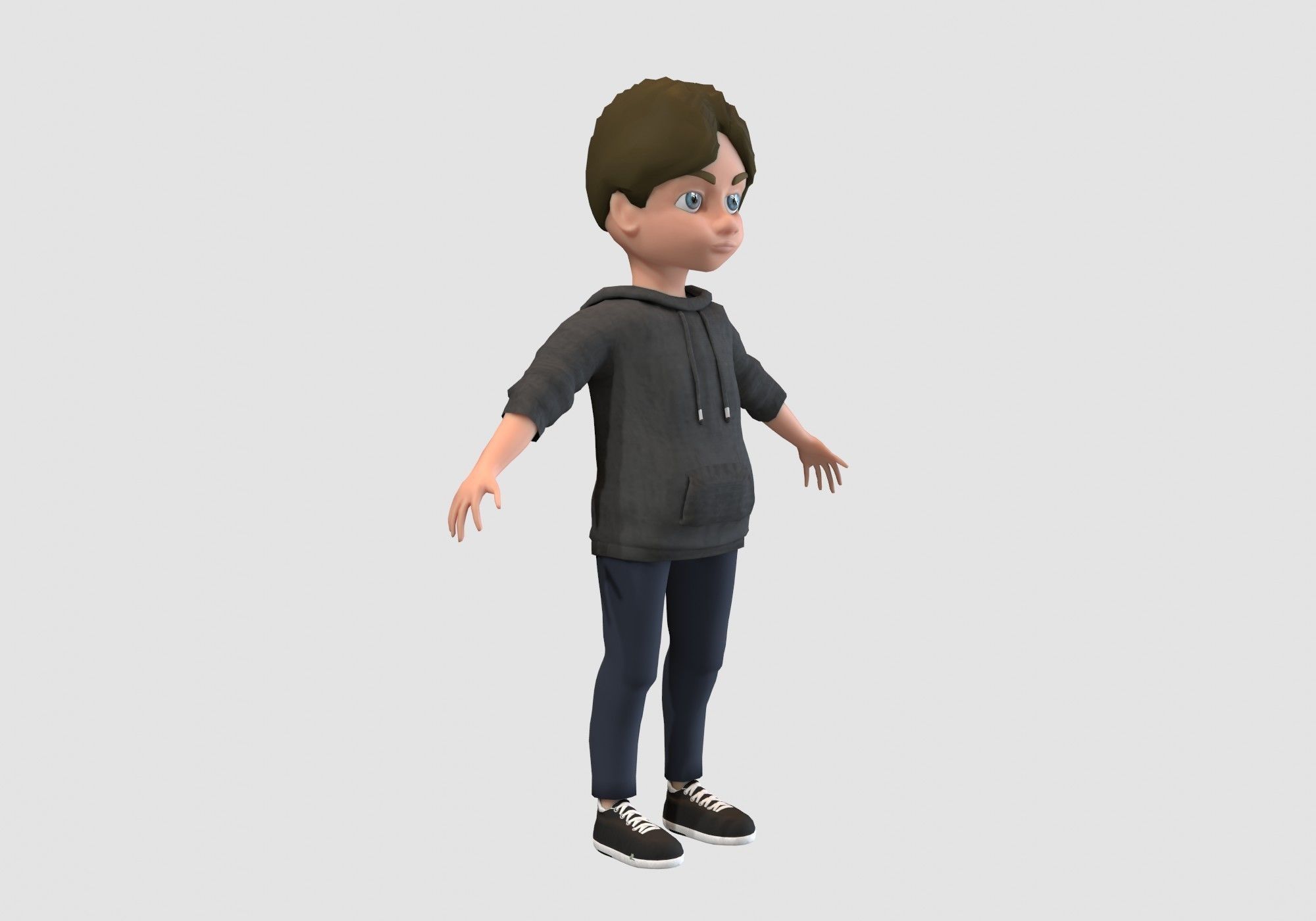 young cartoon kid  3D model_1