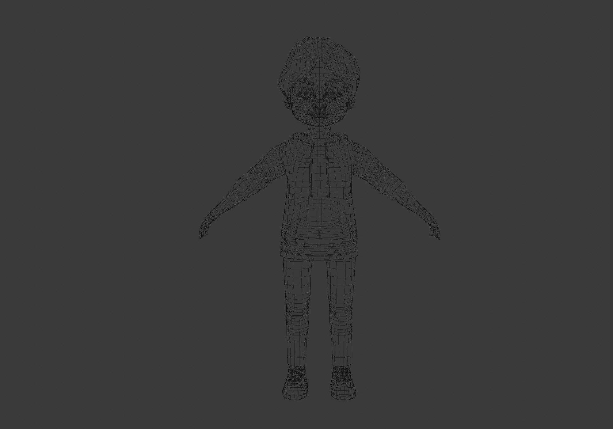 young cartoon kid  3D model_5
