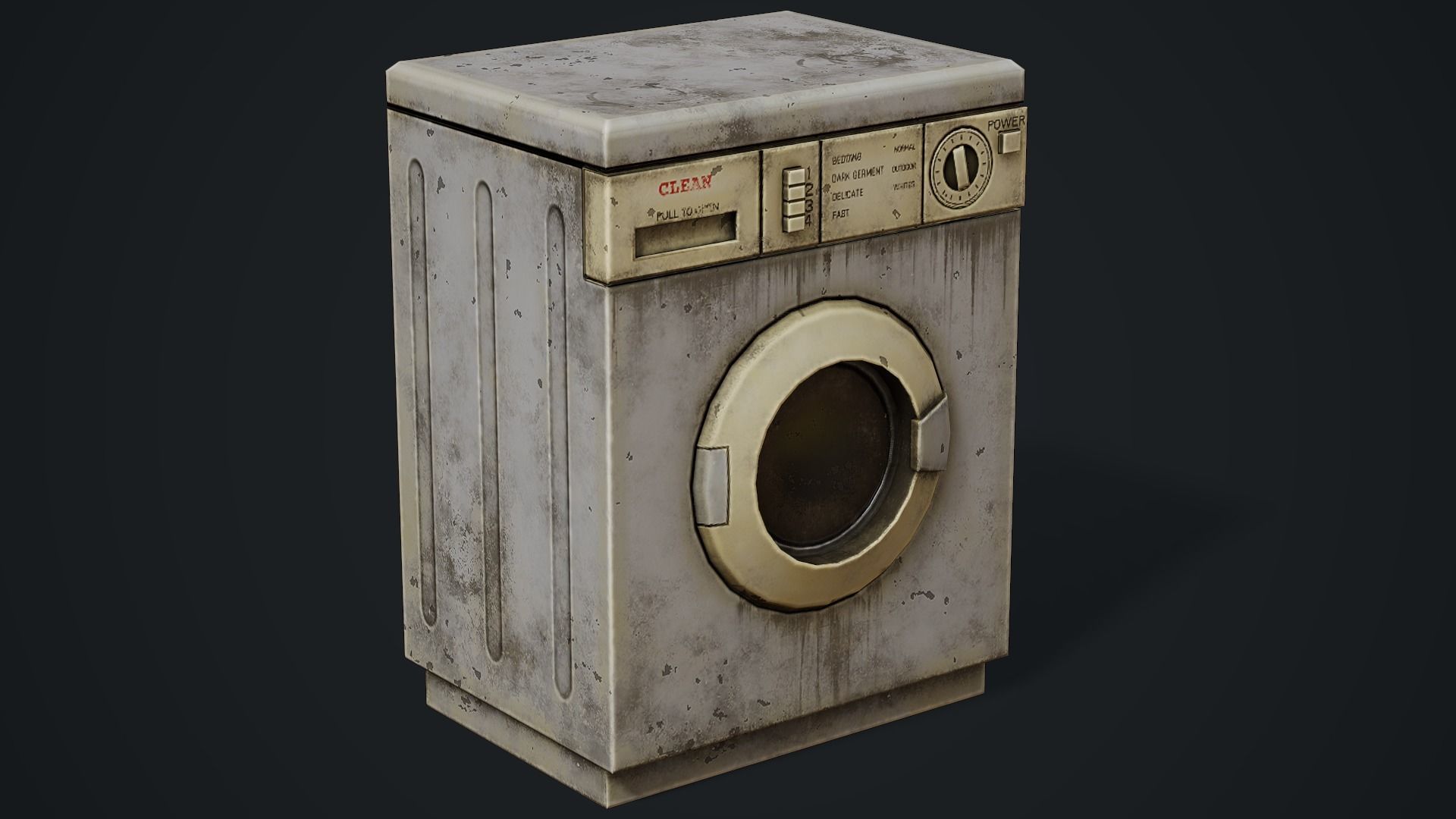 Realistic Old Washing Machine - PBR Low Poly Low-poly 3D model_8