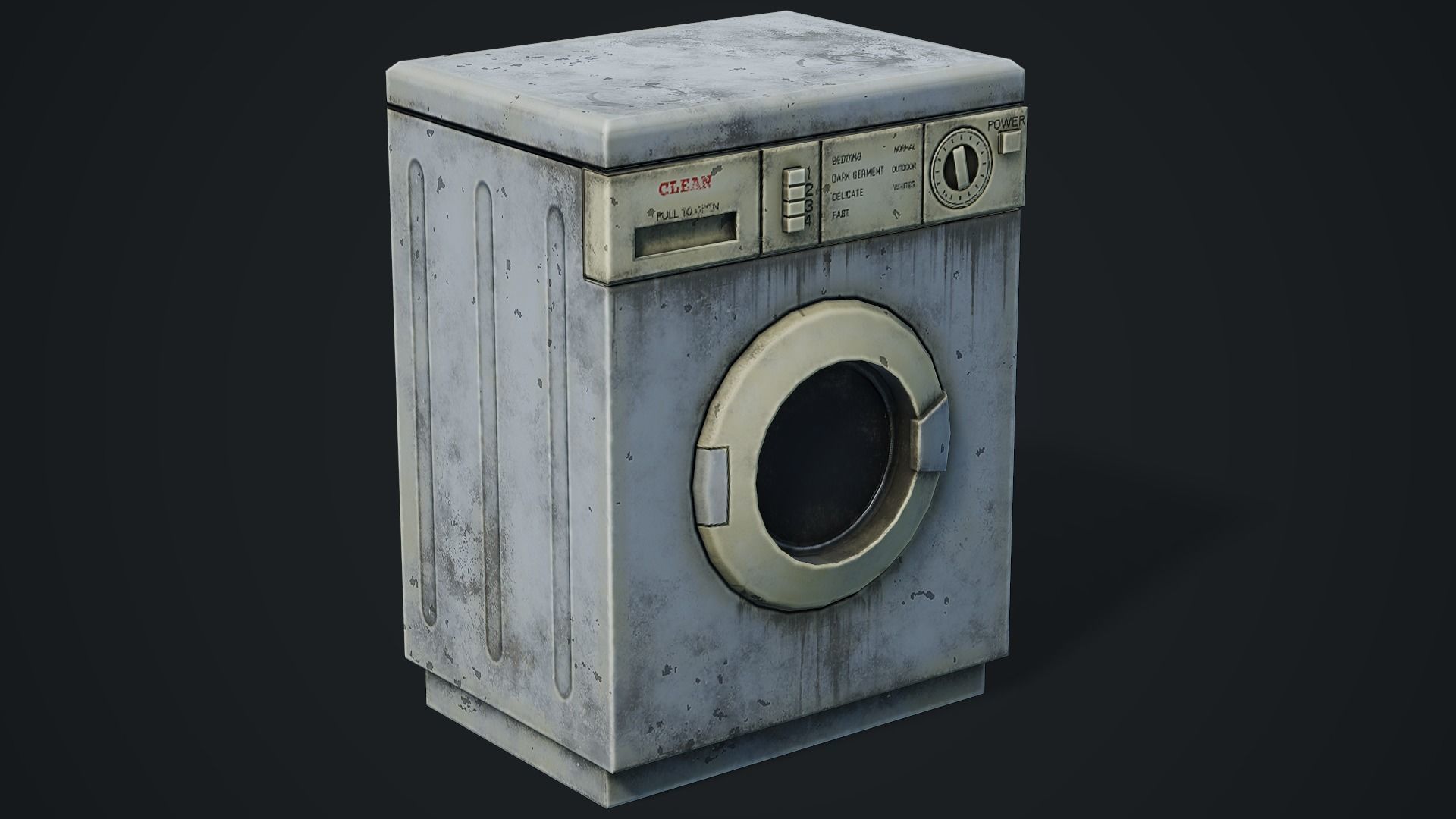 Realistic Old Washing Machine - PBR Low Poly Low-poly 3D model_7