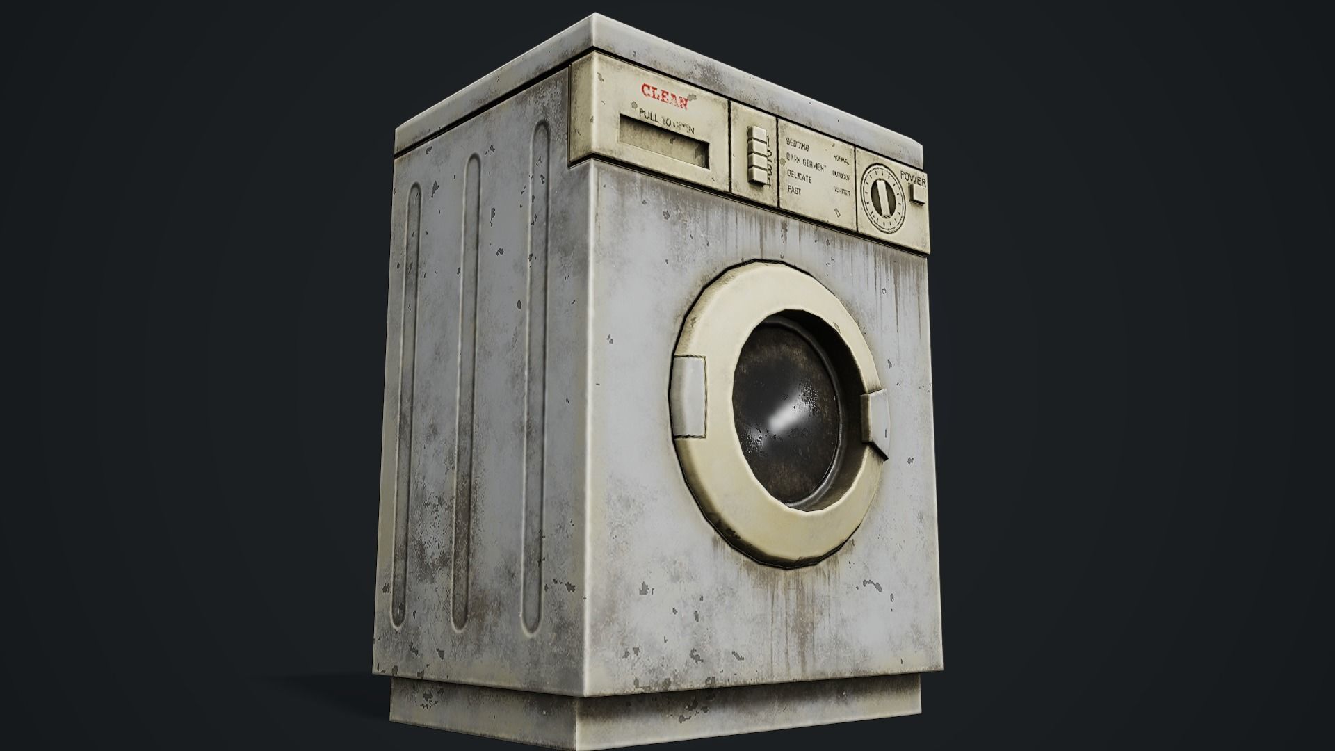 Realistic Old Washing Machine - PBR Low Poly Low-poly 3D model_5