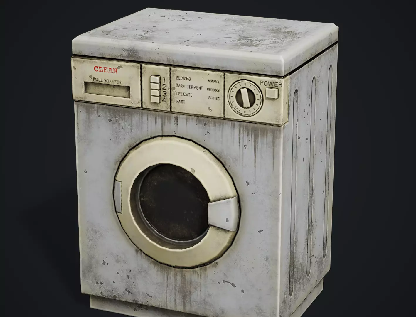 Realistic Old Washing Machine - PBR Low Poly Low-poly 3D model_0