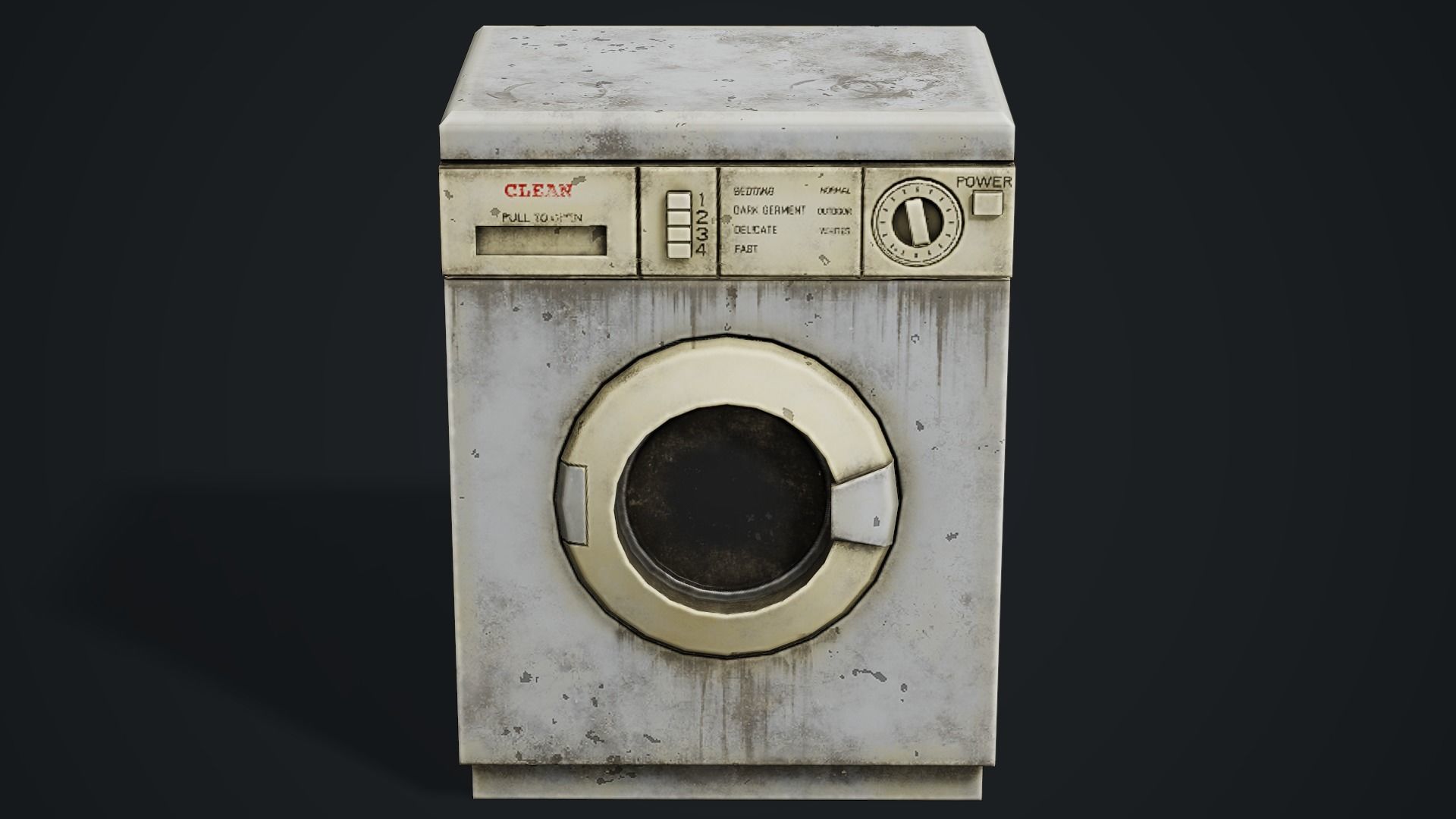 Realistic Old Washing Machine - PBR Low Poly Low-poly 3D model_2