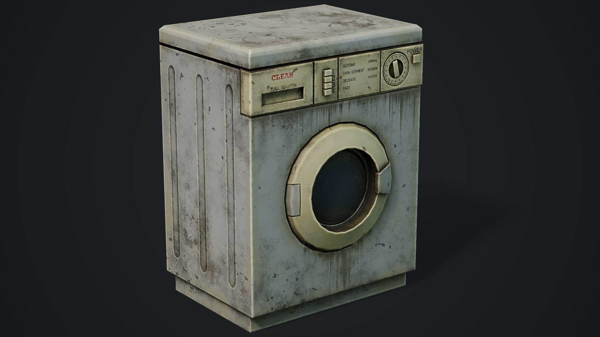Realistic Old Washing Machine - PBR Low Poly Low-poly 3D model_9
