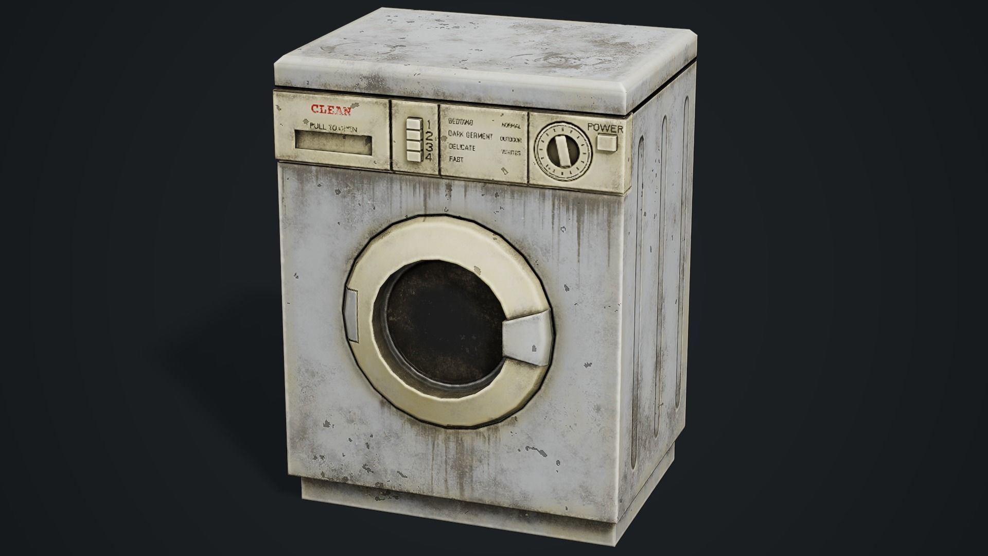 Realistic Old Washing Machine - PBR Low Poly Low-poly 3D model_1