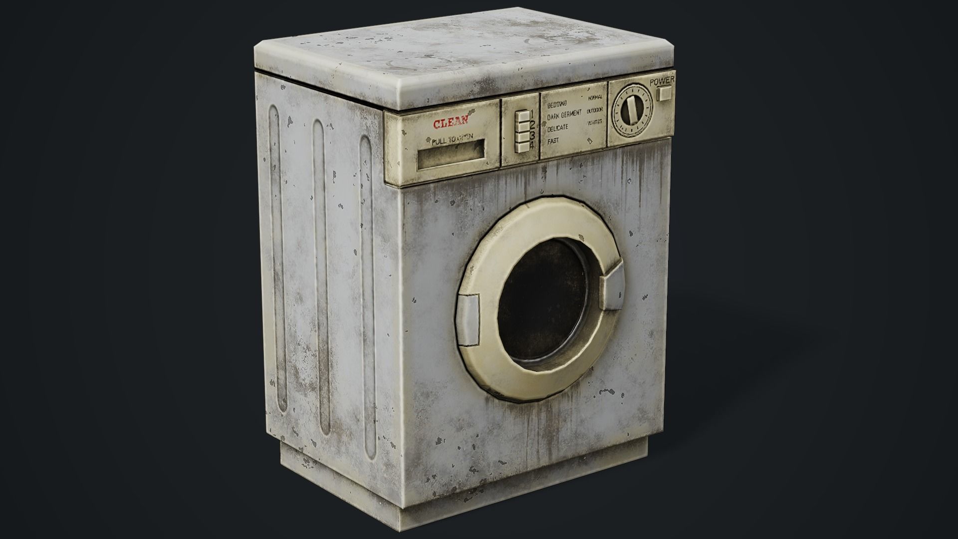Realistic Old Washing Machine - PBR Low Poly Low-poly 3D model_6