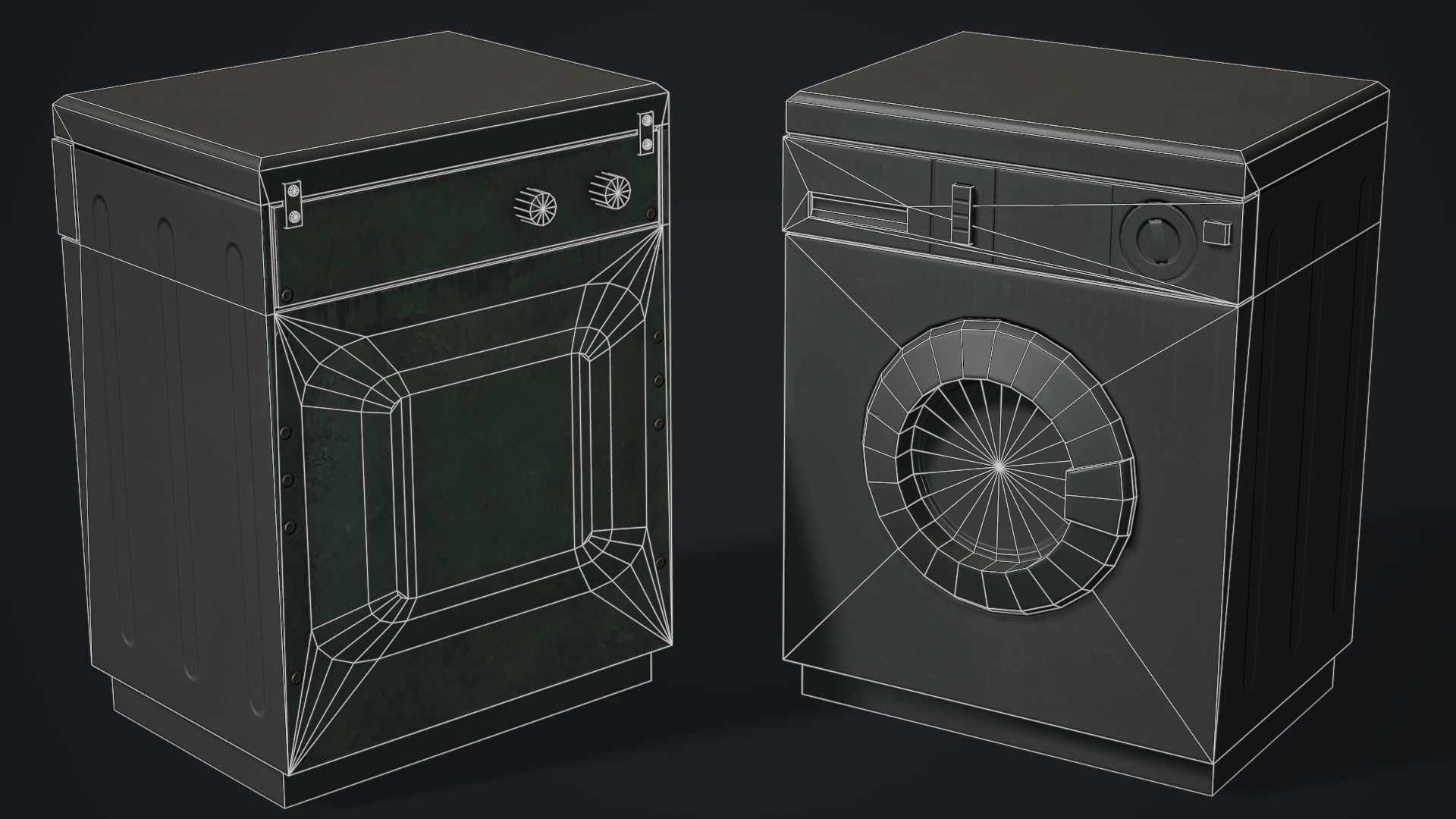 Realistic Old Washing Machine - PBR Low Poly Low-poly 3D model_12