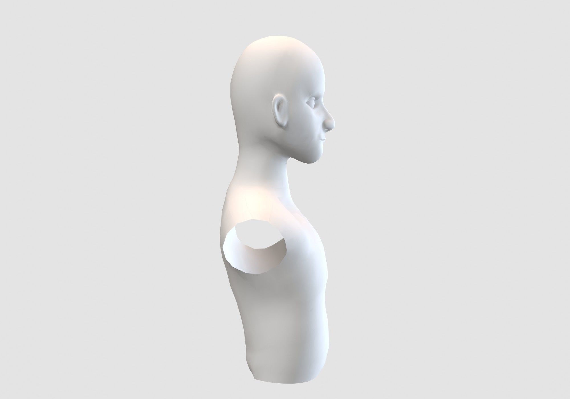 manly cartoon torso 3D model_2