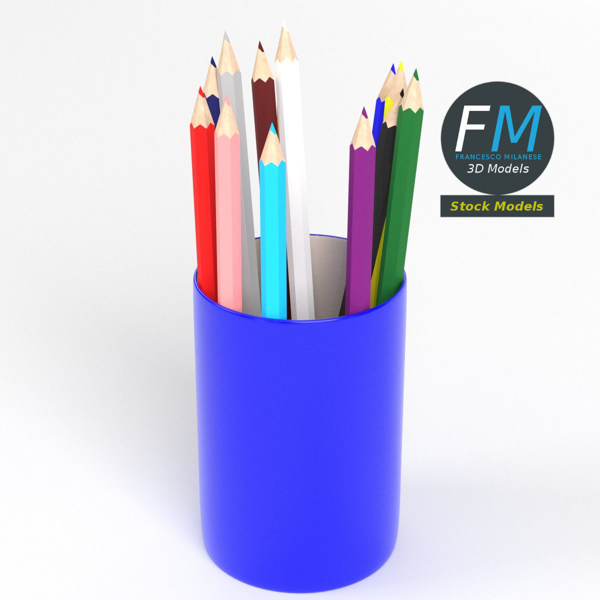 Pencils cup 2 3D model_2