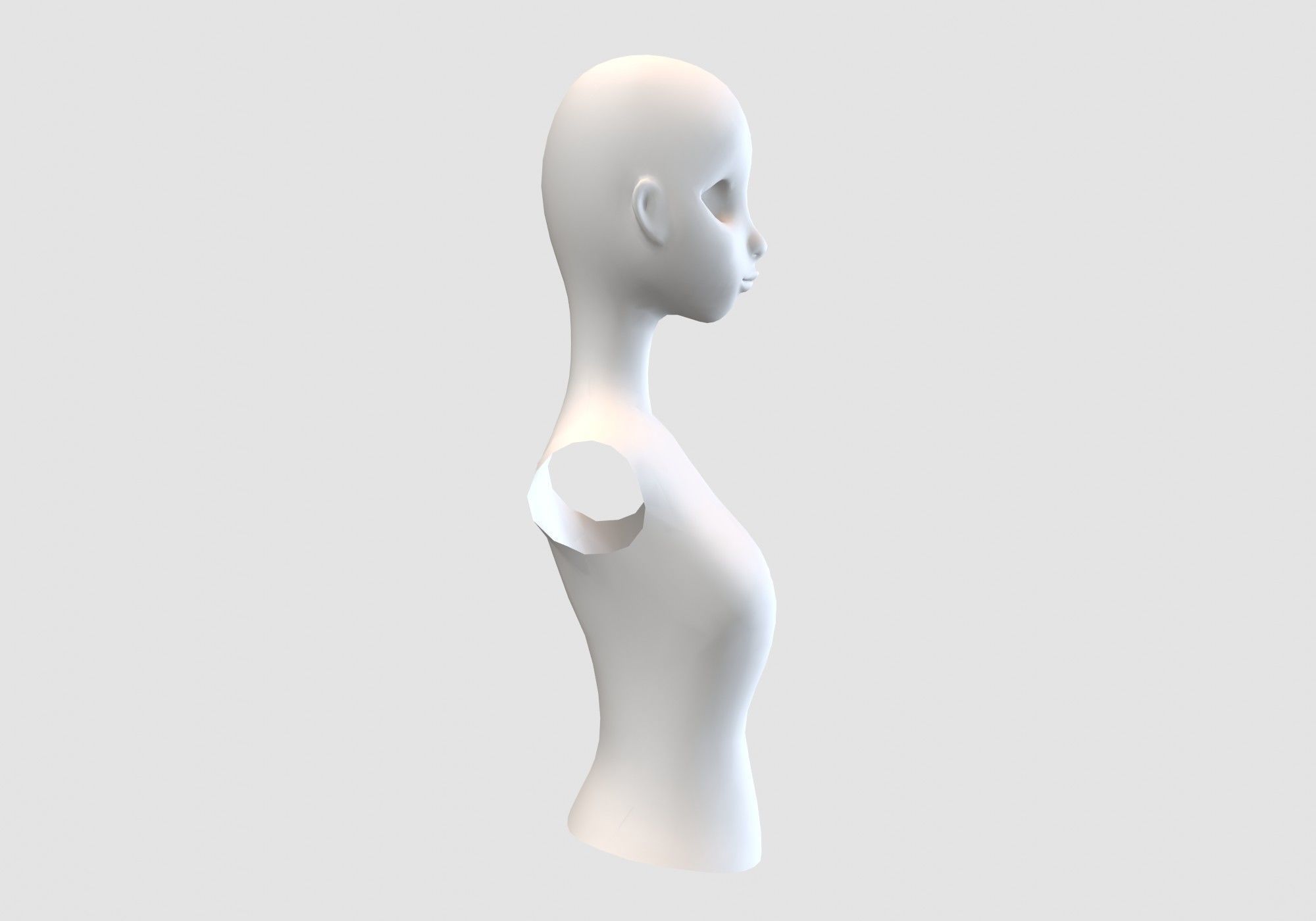 female cartoon torso 3D model_2