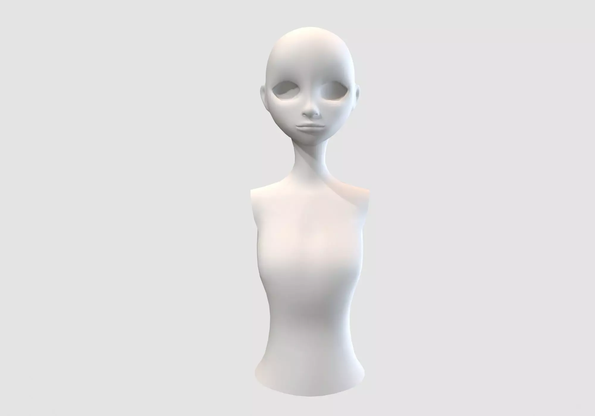 female cartoon torso 3D model_0