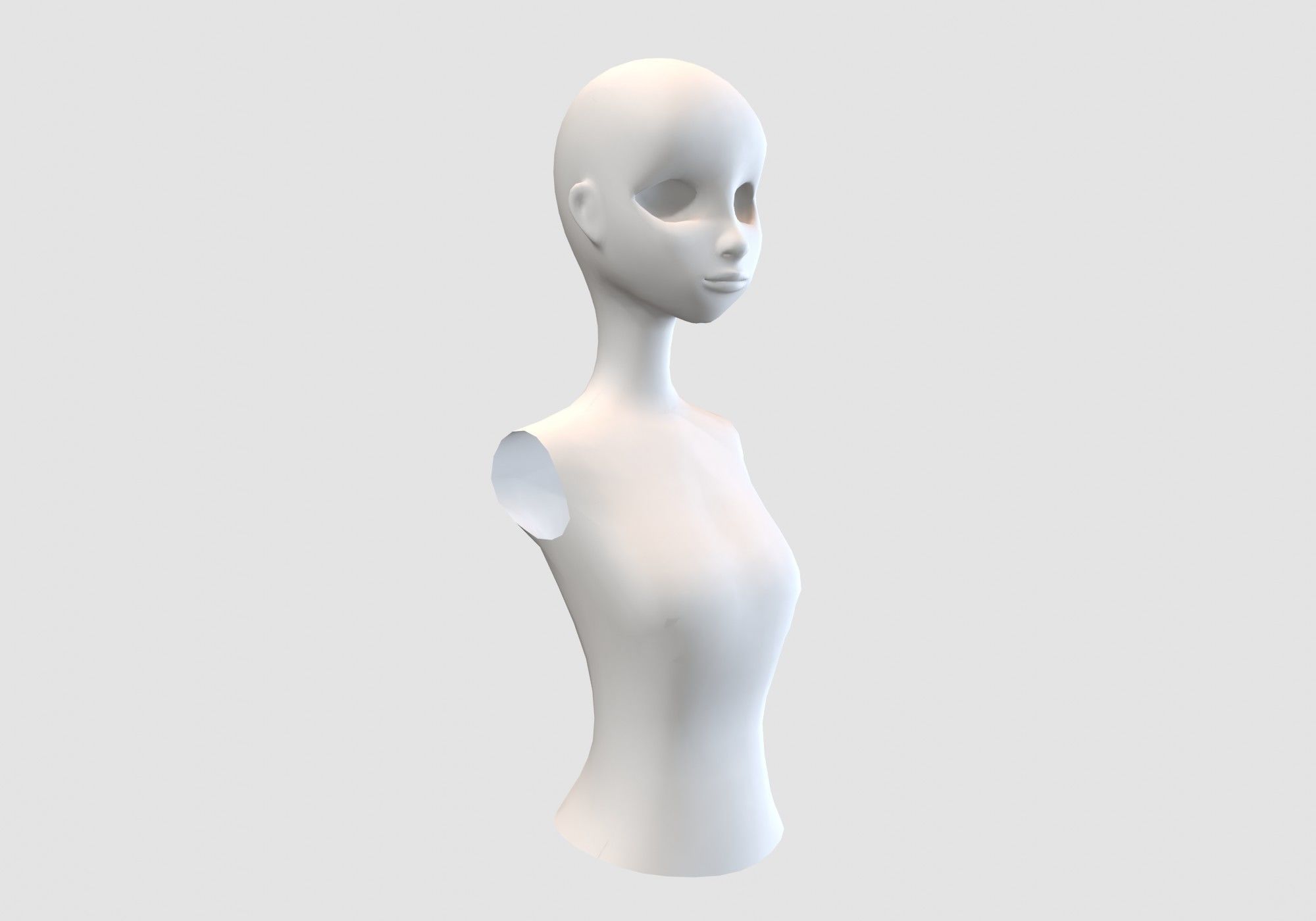 female cartoon torso 3D model_1