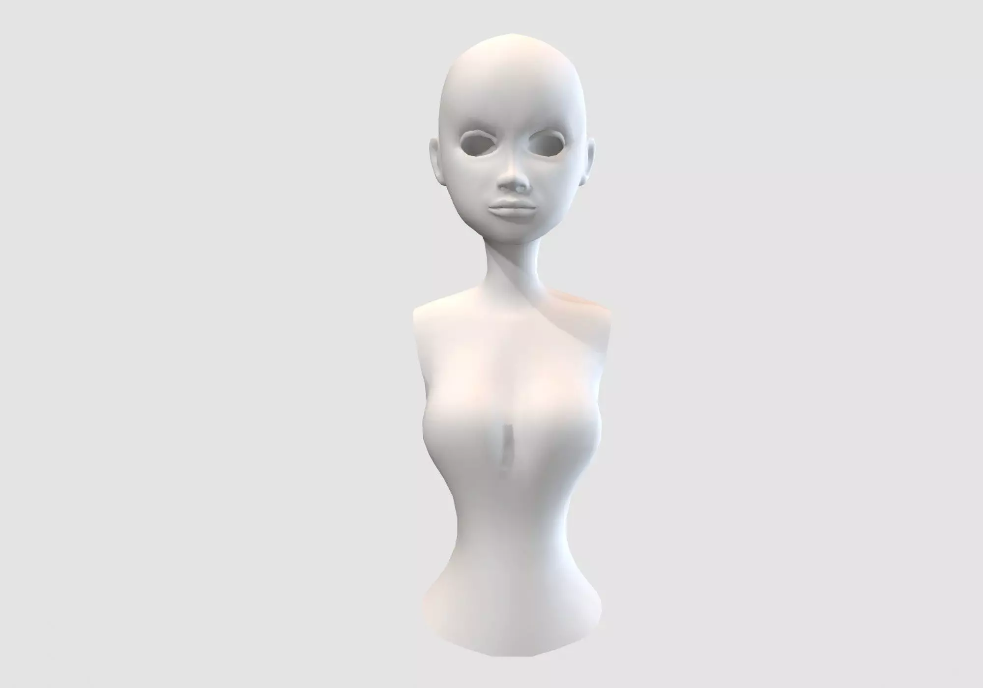 cute female torso 3D model_0