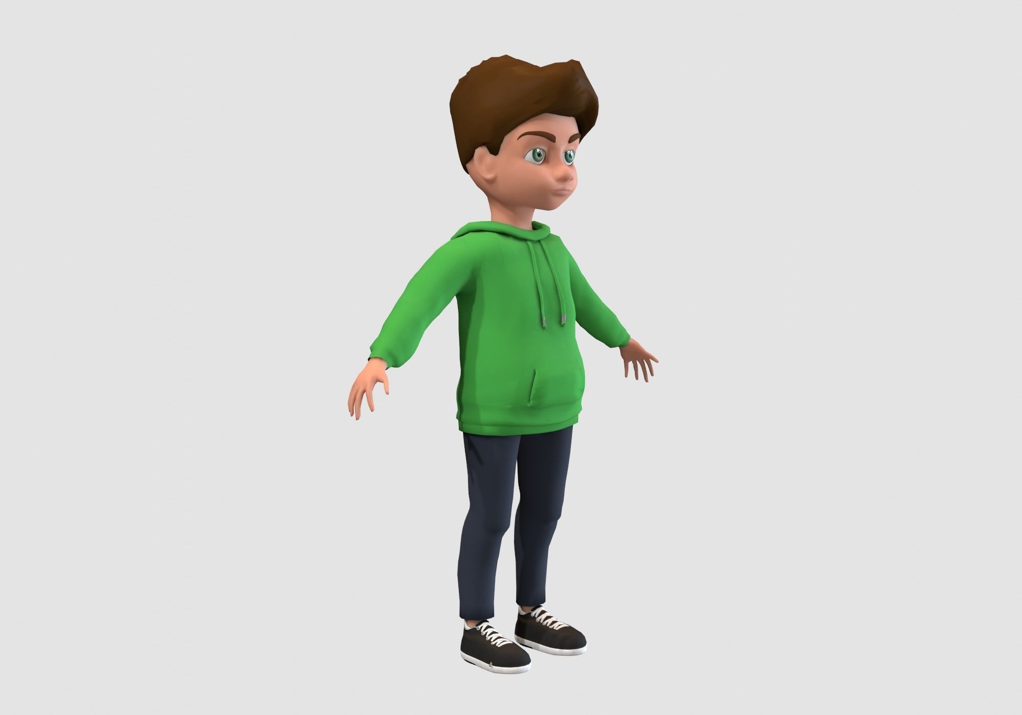 cute cartoon kid 3D model_1