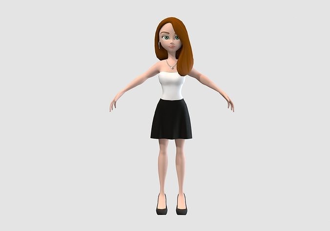 chic cartoon girl  3D model