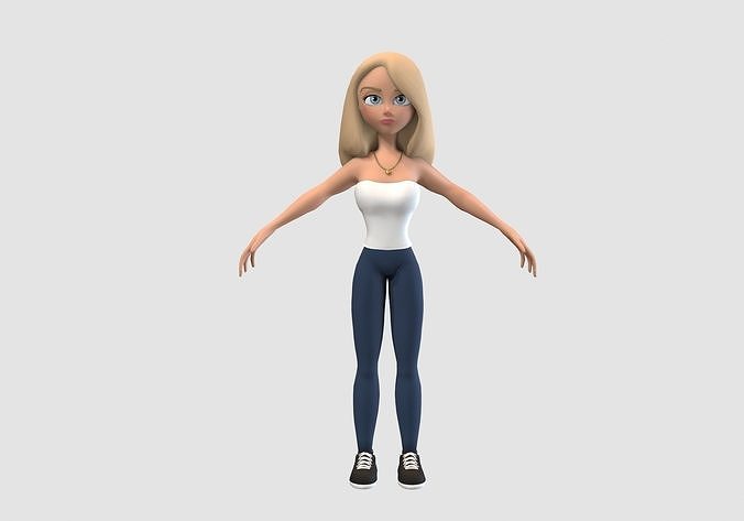 blond cartoon girl  3D model