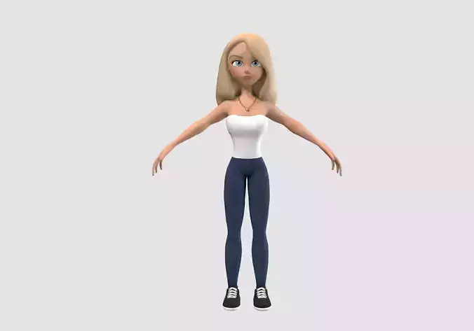 blond cartoon girl  3D model