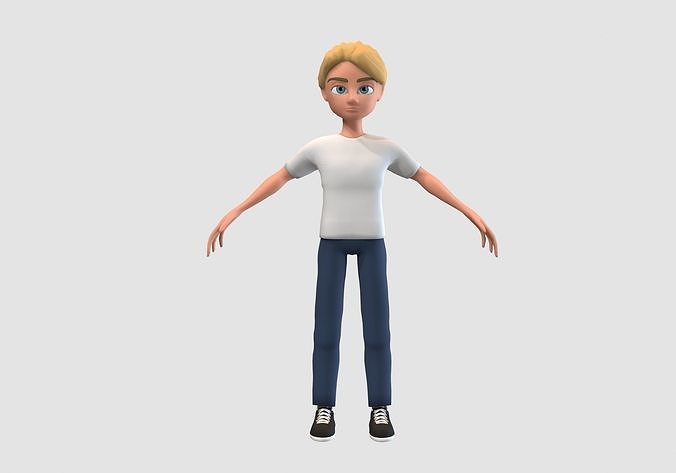 blond cartoon boy  3D model
