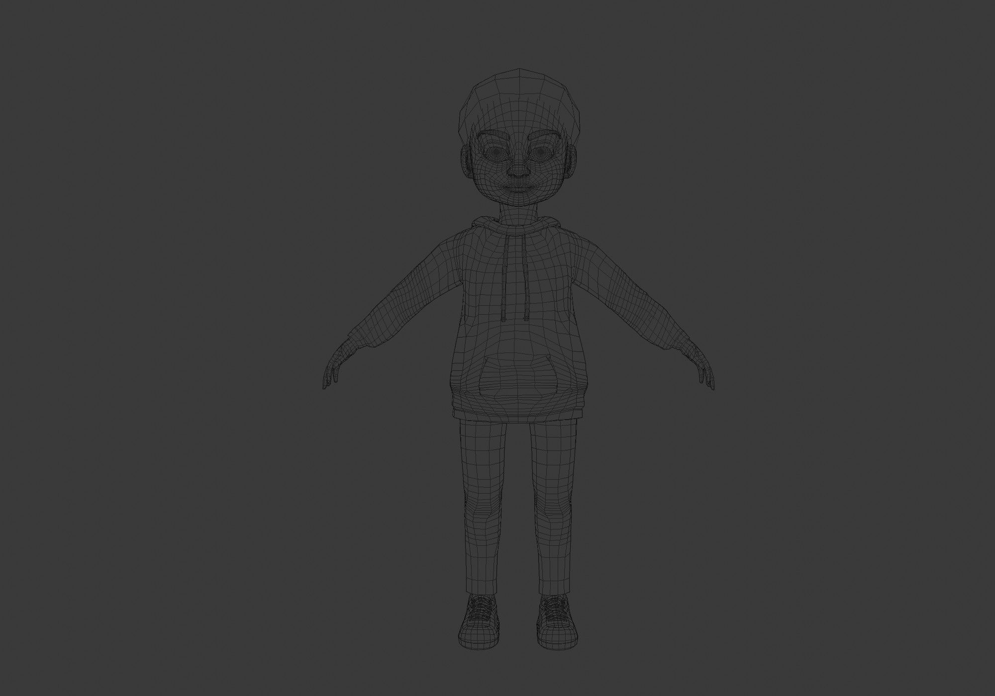 black cartoon kid 3D model_5