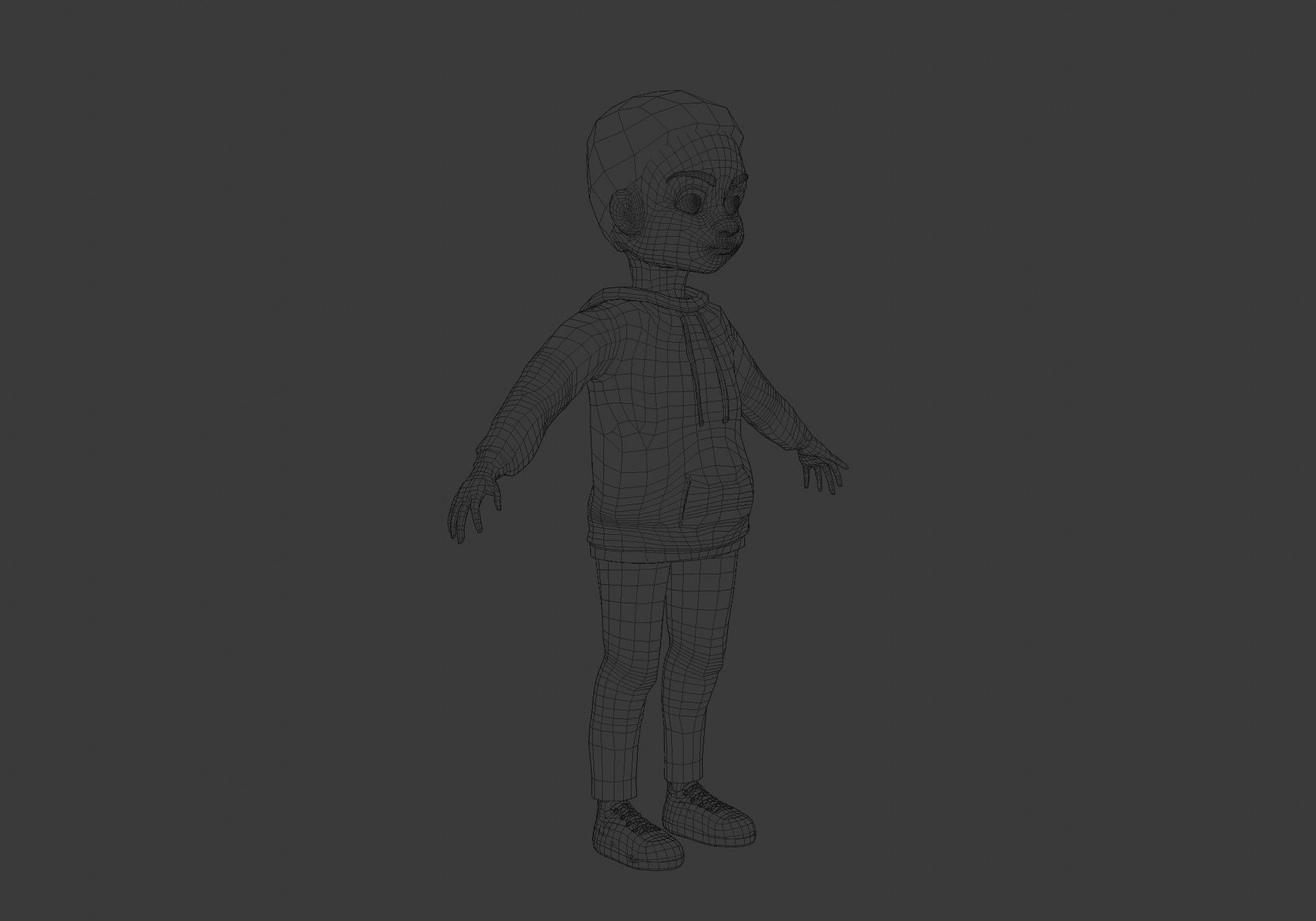 black cartoon kid 3D model_6