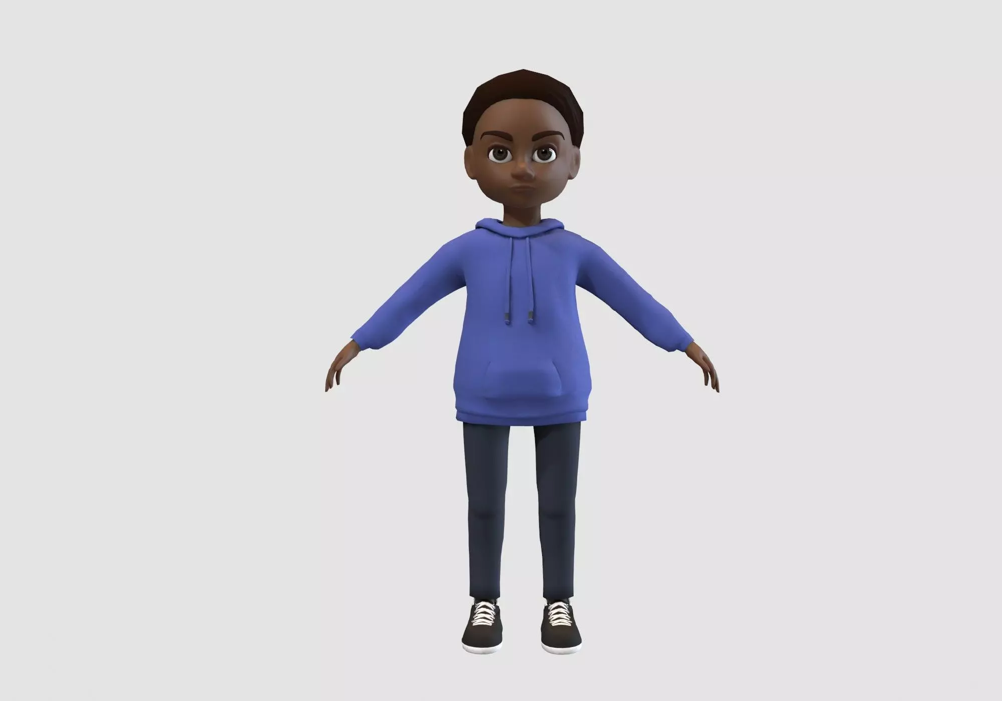 black cartoon kid 3D model_0
