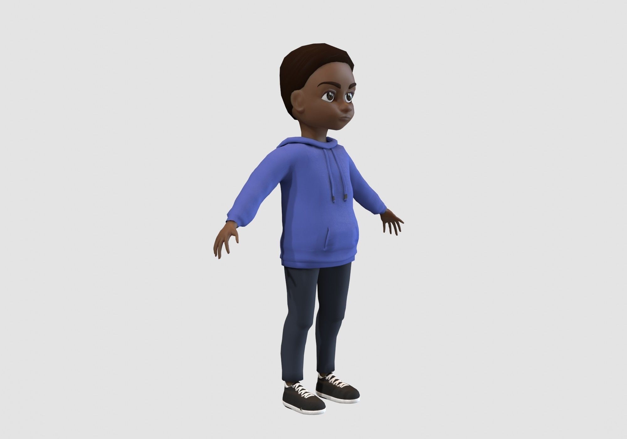 black cartoon kid 3D model_1
