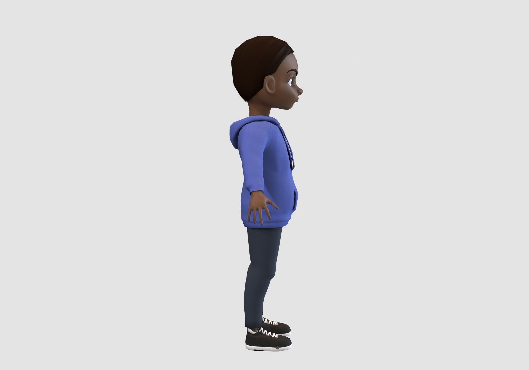 black cartoon kid 3D model_2