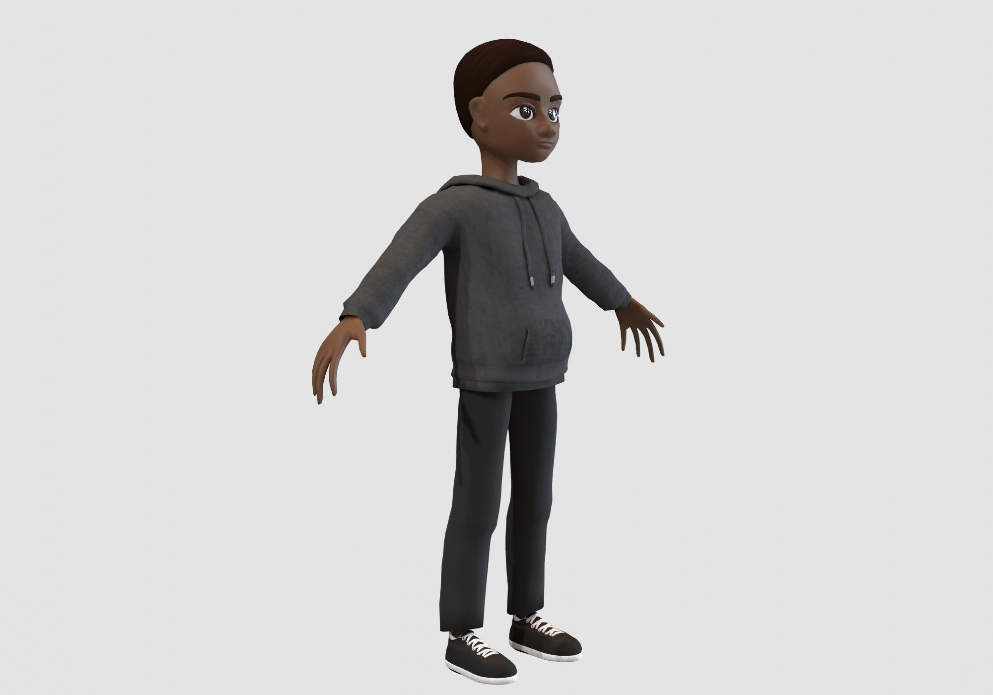 black cartoon boy  3D model_1