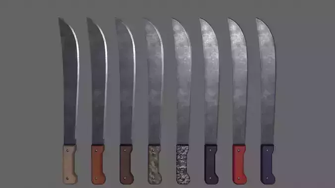 PBR Machete Low-poly 3D model