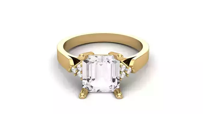 Women Emerald Gold Ring STL 3D Model Jewelry Design
