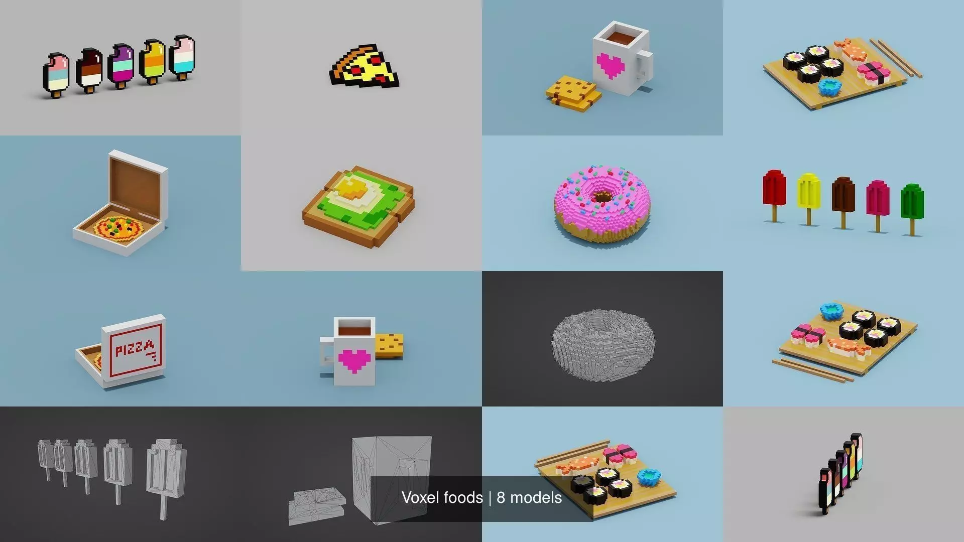 Voxel foods 3D Model Collection_0