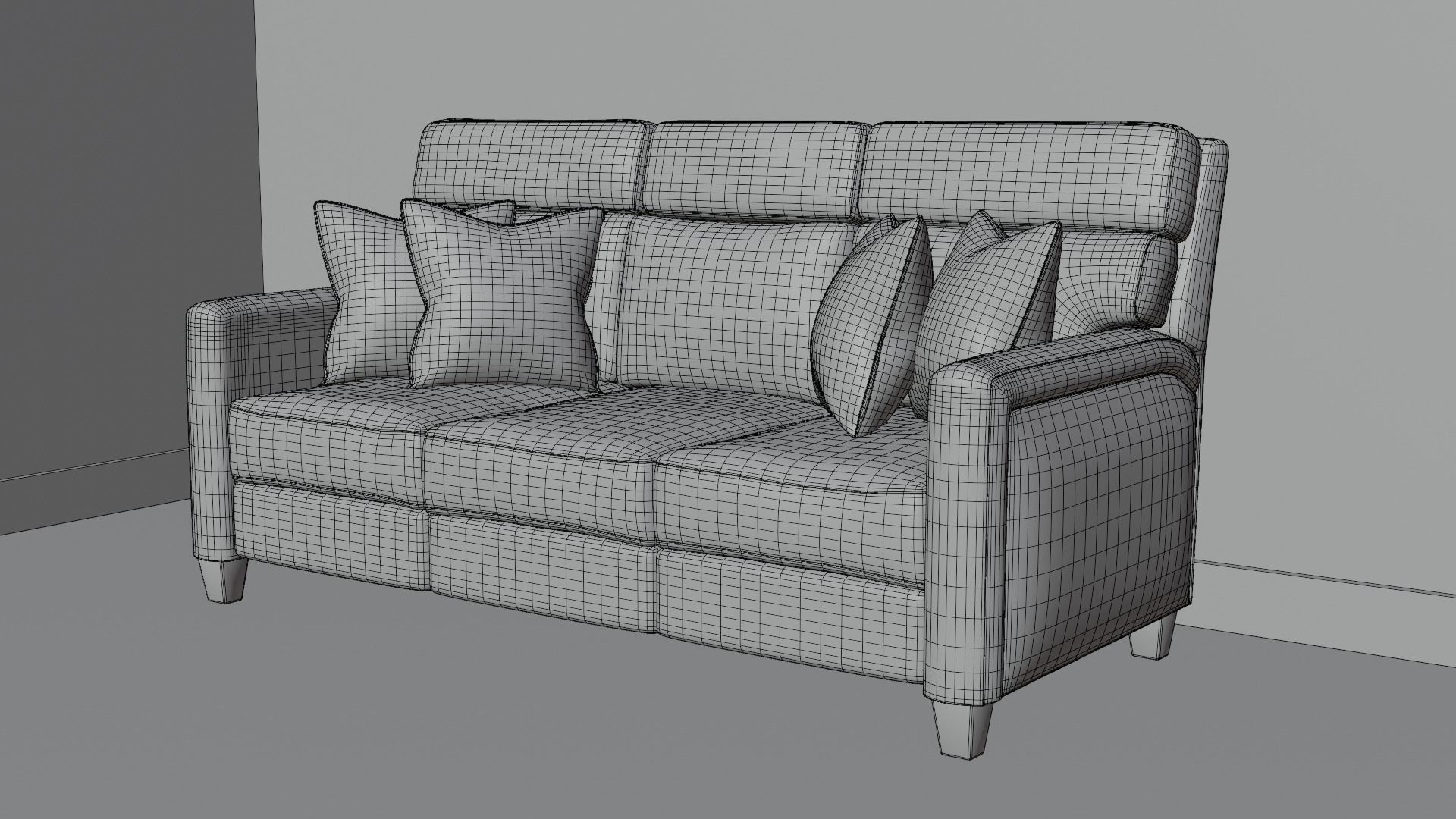 Sofa 3 Seater - v1 Low-poly 3D model_2