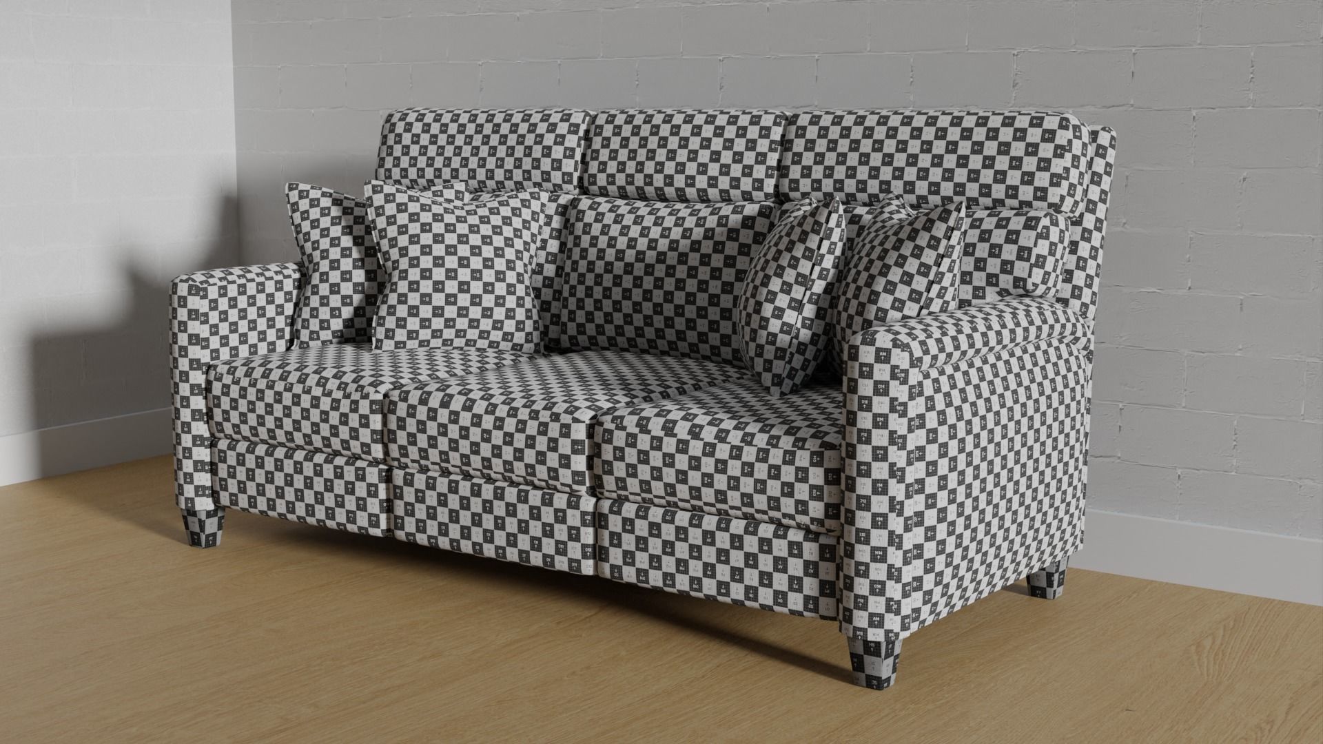 Sofa 3 Seater - v1 Low-poly 3D model_4